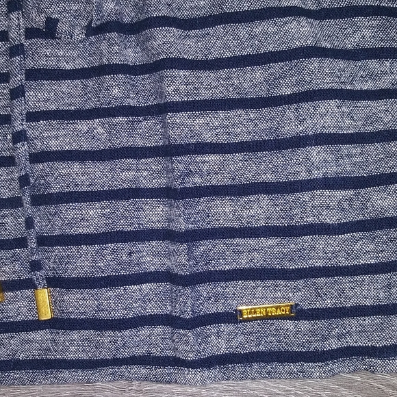 Ellen Tracy | Blue Striped Off/On Shoulder Top SzS - Picture 2 of 6